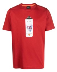 T-shirt girocollo stampata rossa di PS Paul Smith
