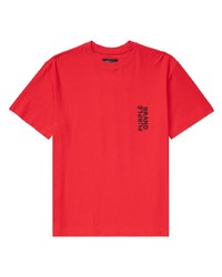 T-shirt girocollo stampata rossa di purple brand