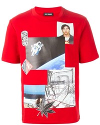 T-shirt girocollo stampata rossa di Raf Simons