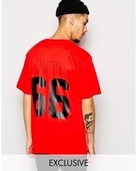 T-shirt girocollo stampata rossa di Reclaimed Vintage
