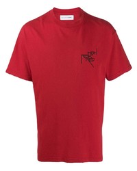 T-shirt girocollo stampata rossa di Riccardo Comi