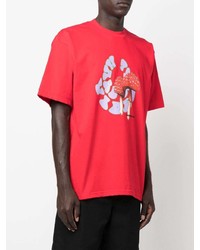 T-shirt girocollo stampata rossa di Garbage Tv