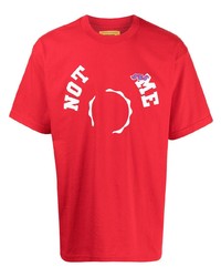 T-shirt girocollo stampata rossa di Seven By Seven