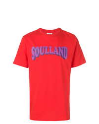 T-shirt girocollo stampata rossa di Soulland