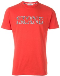 T-shirt girocollo stampata rossa di Stone Island