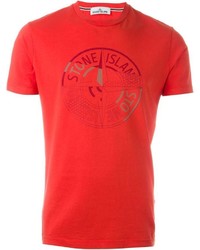 T-shirt girocollo stampata rossa di Stone Island
