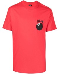 T-shirt girocollo stampata rossa di Stussy