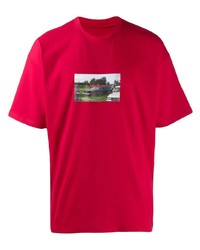 T-shirt girocollo stampata rossa di Styland