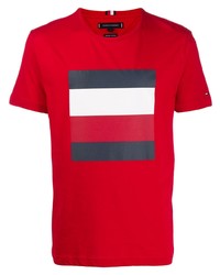 T-shirt girocollo stampata rossa di Tommy Hilfiger