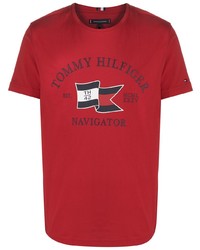 T-shirt girocollo stampata rossa di Tommy Hilfiger