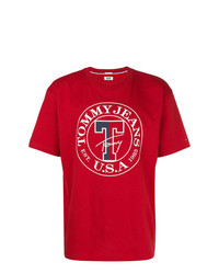 T-shirt girocollo stampata rossa di Tommy Jeans