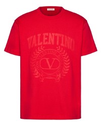 T-shirt girocollo stampata rossa di Valentino Garavani