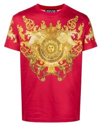 T-shirt girocollo stampata rossa di VERSACE JEANS COUTURE