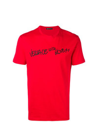 T-shirt girocollo stampata rossa di Versace