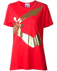 T-shirt girocollo stampata rossa di Vivienne Westwood