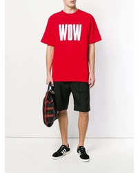 T-shirt girocollo stampata rossa di MSGM
