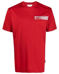 T-shirt girocollo stampata rossa di Z Zegna