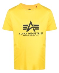T-shirt girocollo stampata senape di Alpha Industries