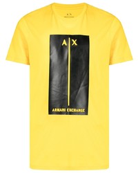 T-shirt girocollo stampata senape di Armani Exchange