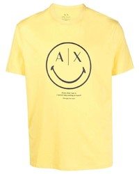 T-shirt girocollo stampata senape di Armani Exchange
