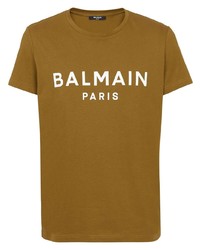 T-shirt girocollo stampata senape di Balmain