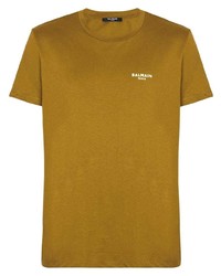 T-shirt girocollo stampata senape di Balmain