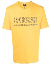 T-shirt girocollo stampata senape di BOSS