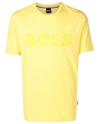 T-shirt girocollo stampata senape di BOSS