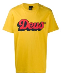 T-shirt girocollo stampata senape di Deus Ex Machina