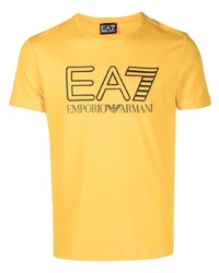 T-shirt girocollo stampata senape di Ea7 Emporio Armani