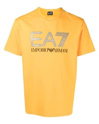 T-shirt girocollo stampata senape di Ea7 Emporio Armani