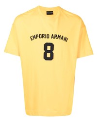 T-shirt girocollo stampata senape di Emporio Armani