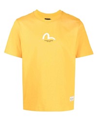 T-shirt girocollo stampata senape di Evisu