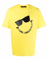 T-shirt girocollo stampata senape di Karl Lagerfeld