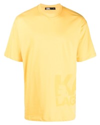 T-shirt girocollo stampata senape di Karl Lagerfeld