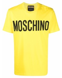 T-shirt girocollo stampata senape di Moschino