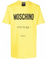 T-shirt girocollo stampata senape di Moschino