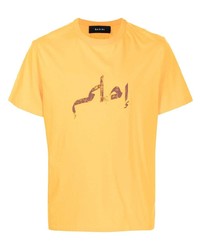 T-shirt girocollo stampata senape di Qasimi