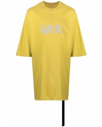 T-shirt girocollo stampata senape di Rick Owens