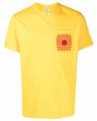 T-shirt girocollo stampata senape di Sandro