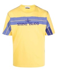 T-shirt girocollo stampata senape di Stone Island