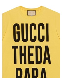 T-shirt girocollo stampata senape di Gucci