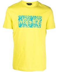 T-shirt girocollo stampata senape di Versace