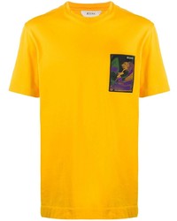 T-shirt girocollo stampata senape di Z Zegna