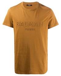 T-shirt girocollo stampata terracotta di Balmain