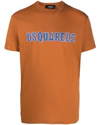 T-shirt girocollo stampata terracotta di DSQUARED2