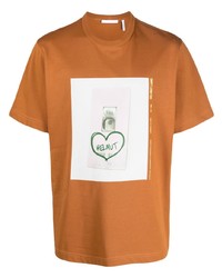 T-shirt girocollo stampata terracotta di Helmut Lang