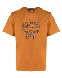T-shirt girocollo stampata terracotta di MCM