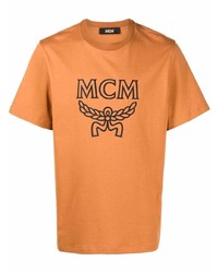 T-shirt girocollo stampata terracotta di MCM
