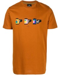 T-shirt girocollo stampata terracotta di PS Paul Smith
